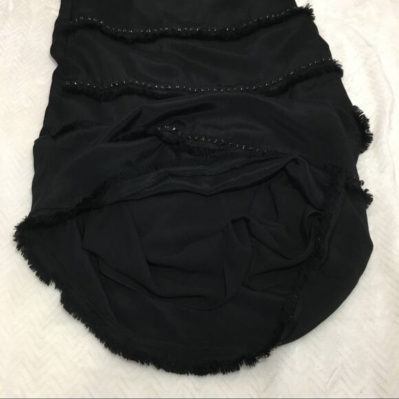 Magaschoni Black Silk Beaded Shift Dress 6 - Picture 2 of 7